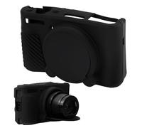 Étui en Silicone pour Canon Powershot SX740 HS et SX730 HS - Coque Souple Anti-Choc, avec Un Couvercle D'objectif Amovible - Protection Complètement Anti-Vibration et Anti-Rayures (Noir)