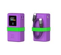 Etui en Silicone pour CUKTECH No.10 mini Power Bank Fast Charger Anti-Lost Shockproof Protective Cover Sim Card Eject Pin Needle Storage Case USB C Cable (Violet+ câble de charge rapide 240W)
