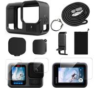 Etui en Silicone pour GoPro Hero 13 Black,avec Coque en Silicone+Couvercle Latéral de Batterie + Protecteur d'écran + Lanière