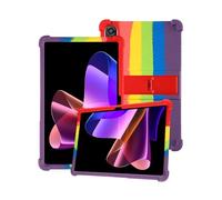 Étui en silicone pour tablette Blackview MEGA 2 12" avec couverture complète, résistant aux chocs, anti-rayures, support réglable, et coque en silicone souple, arc-en-ciel