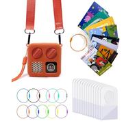 Étui en silicone pour Yoto Mini et porte-cartes pour cartes Yoto, veste de protection en silicone avec bandoulière, 200 languettes, 10 boucles, sac de transport d'accessoires Yoto, orange