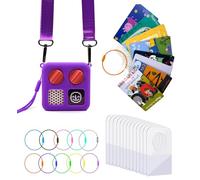 Étui en silicone pour Yoto Mini et porte-cartes pour cartes Yoto, veste de protection en silicone avec bandoulière, 200 languettes, 10 boucles, accessoires de voyage pour enfants, violet raisin