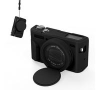 Étui en silicone souple compatible avec appareil photo Canon G7 X Mark II avec capuchon de protection d'objectif dédié (noir)