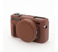 Étui en silicone souple conçu pour appareil photo Canon G7 X Mark II avec ouvertures précises pour flash Hot Shoe et port USB (marron)
