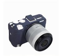 Étui en silicone souple pour appareil photo - Couleur bleu marine - Texture litchi - En caoutchouc - Avec griffe - Pour appareil photo Canon R50V