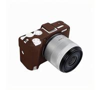 Étui en silicone souple pour appareil photo - Couleur marron - Texture litchi - En caoutchouc - Avec griffe - Pour appareil photo Canon R50V