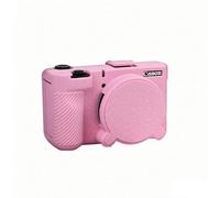 Étui en silicone souple pour appareil photo - Couleur rose - Motif litchi - En caoutchouc - Protection pour appareil photo Canon PowerShot V1