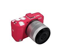 Étui en silicone souple pour appareil photo - Couleur rouge - Texture litchi - En caoutchouc - Avec griffe - Pour appareil photo Canon R50V