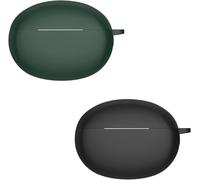 Étui En Silicone Souple Pour Oppo Enco X2 - Coque Antichoc Slim Avec Capuchon Anti-Poussière Et Accès Charge Sans Fil - Noir & Vert Foncé