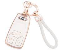 Étui en TPU pour e Voiture pour Audi 3 Boutons, Blanc et Or | pour Audi A4 A5 S4 RS4 RS5 Q5 Q7 TT TTS TT-RS protege porte voiture avec porte-clés Coque de protection pour clé