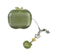 Étui en TPU Transparent en Forme de Pomme avec Motif de Branche rotative for AirPods Pro 1re et 2e génération(Green,Pro2)