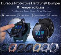 Étui en verre trempé pour Garmin Forerunner 165 965 955 255, protecteur d'écran et couvercle de protection pare-chocs pour Garmin 265 265S 255S Blanc ivoire