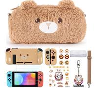 Étui et Housse pour Nintendo Switch,15 en 1 Switch Accessoires avec Protecteurs d'écran en Verre Trempé et Coque Pouce Cap etc.