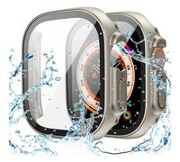 Étui étanche XiHAMA compatible avec Apple Watch SE (2e génération) Series 6, 5 et 4, protection d'écran en verre trempé et polycarbonate rigide.