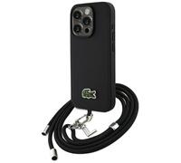 CG MOBILE Lacoste Iconic Petit Pique Crossbody Coque pour iPhone 15 Pro Max Compatible avec MagSafe (Noir)