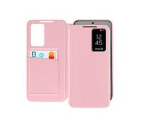 Avizar Étui Fenêtre pour Samsung Galaxy S25 avec Clapet Porte-Carte Rose