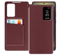 Étui Fenêtre pour Samsung Galaxy S25 Ultra avec Clapet Porte-Carte Bordeaux
