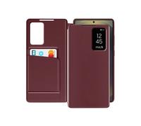 Étui Fenêtre pour Samsung Galaxy S25 Ultra avec Clapet Porte-Carte Bordeaux