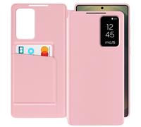 Avizar Étui Fenêtre pour Samsung Galaxy S25 Ultra avec Clapet Porte-Carte Rose
