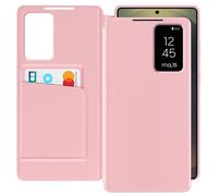 Avizar Étui Fenêtre pour Samsung Galaxy S25 Ultra avec Clapet Porte-Carte Rose