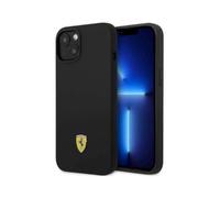Etui Ferrari en silicone avec logo métallique MagSafe, noir - iPhone 14 Plus