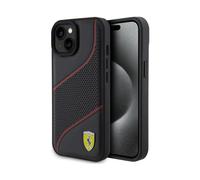 Étui Ferrari Perforé Waves Logo Métallique Noir - iPhone 15