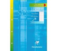 Clairefontaine 17499C Un Étui de Feuillets Mobiles Perforés Déficients Visuels - A4 21x29,7cm - 100 Pages Grands Carreaux Noirs 2,5mm Agrandis 10/10 - Papier Blanc 90 g - Étui Réutilisable