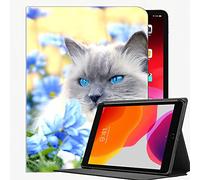Étui fin pour iPad 9,7" 2018/2017 6e/5e génération, motif chat et yeux bleus