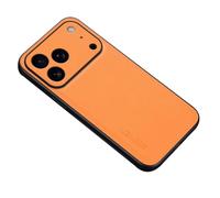 Étui Fin pour IPhone 17/17 Pro/17 Air/17 Pro Max, en Cuir, Protection Intégrale De L'objectif, Texture Litchi, Antichoc,17,Orange