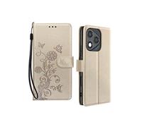 Avizar Étui Portefeuille Fleur Papillon pour Honor 400 Lite avec Dragonne Dorée