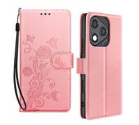 Étui Fleur Papillon pour Honor 400 Lite Portefeuille avec Dragonne Rose