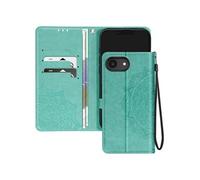 Étui Fleurs Mandala pour iPhone 16e Portefeuille Dragonne Vert