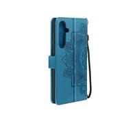 Etui Fleurs Mandala pour Samsung Galaxy A25 5G Portefeuille Dragonne Bleu