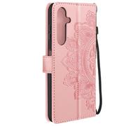 Étui Fleurs Mandala pour Samsung Galaxy A25 5G Portefeuille Dragonne Rose