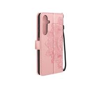 Etui Fleurs Mandala pour Samsung Galaxy A25 5G Portefeuille Dragonne Rose