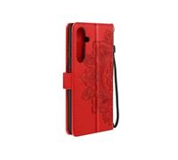 Etui Fleurs Mandala pour Samsung Galaxy A25 5G Portefeuille Dragonne Rouge