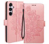 Etui Fleurs Mandala pour Samsung Galaxy A35 5G Portefeuille Dragonne Rose