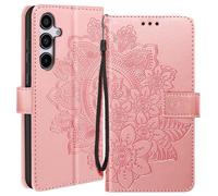 Etui Fleurs Mandala pour Samsung Galaxy A35 5G Portefeuille Dragonne Rose