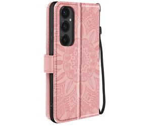 Étui Fleurs Mandala pour Samsung Galaxy S24 FE Portefeuille Dragonne Rose clair
