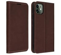 Étui Folio - AVIZAR - iPhone 11 - Cuir Véritable - Marron Foncé - Support Vidéo
