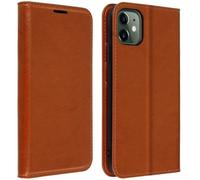 Étui Folio - AVIZAR - iPhone 11 - Cuir Véritable - Support Vidéo - Porte-cartes - Marron