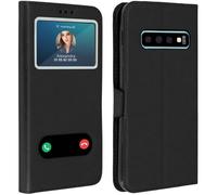 Etui Samsung Galaxy S10 Plus Housse Folio Double Fenêtre Fonction Support Noir