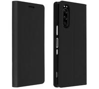 Étui Sony Xperia 5 Folio Cuir Véritable Porte cartes Support Vidéo - noir