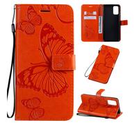 Étui folio en cuir PU à motif papillon orange pour Samsung Galaxy