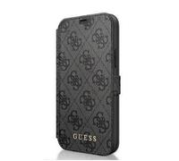 Etui folio - Guess - 4G - iPhone 12 mini - Gris - Semi-rigide - Porte cartes