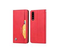Etui folio huawei p20 pro housse clapet cuir porte-cartes fonction stand - rouge
