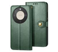 Étui Folio Portefeuille pour Honor Magic 8 Lite avec Dragonne et Porte-cartes Vert foncé