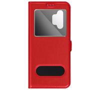 Étui Folio pour Galaxy A13 5G / A04s Double Fenêtre avec Fonction Support Rouge
