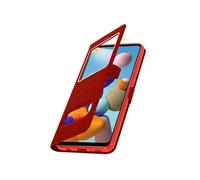 Housse pour Samsung Galaxy A21s Double Fenêtre Support Vidéo Rouge