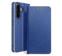 Etui Folio pour Galaxy A57 Effet Carbone Cadre Métallisé avec Porte-cartes Bleu